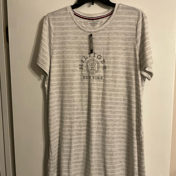Women's Striped Sleep Shirt - Gray - Picture 2 of 3